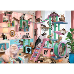Ravensburger Cat Tree Heaven puzzle pieces spread, ready for precise interlocking play