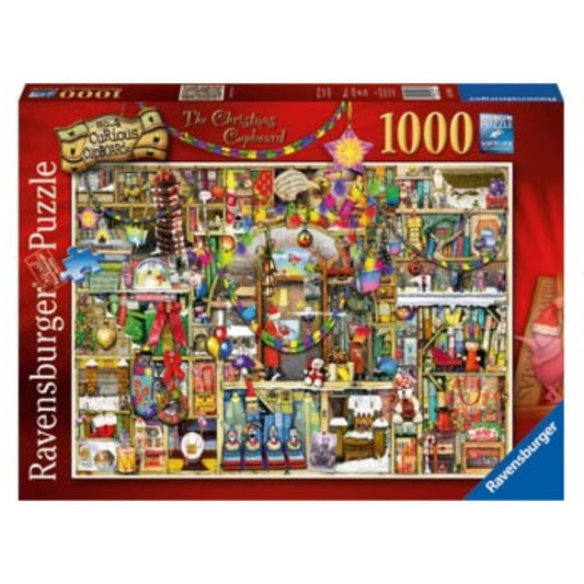 Ravensburger Christmas Cupboard puzzle box by Colin Thompson for immersive holiday puzzling and mindful focus.