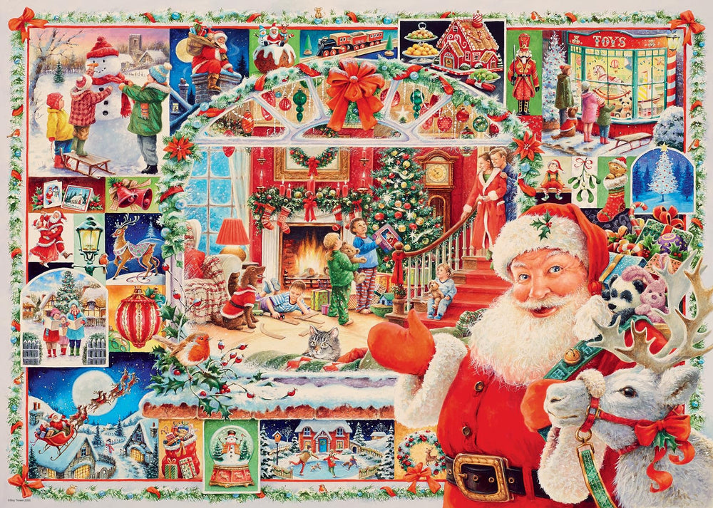 Ravensburger Christmas is Coming 1000-piece puzzle box; sturdy packaging for easy storage.