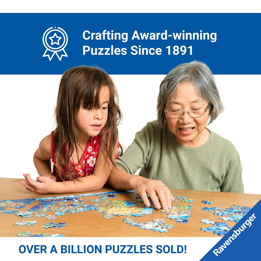 Ravensburger Church Lane puzzle frameable finish—completed scene ready for display.