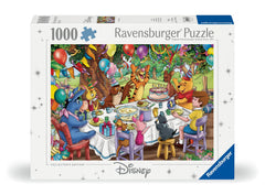 Ravensburger Pooh and friends assembly scene highlights vivid colors for a relaxing puzzling session.