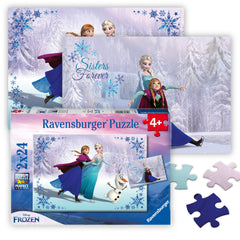 Ravensburger Disney Frozen Sisters Always two-puzzle set front view for screen-free play.