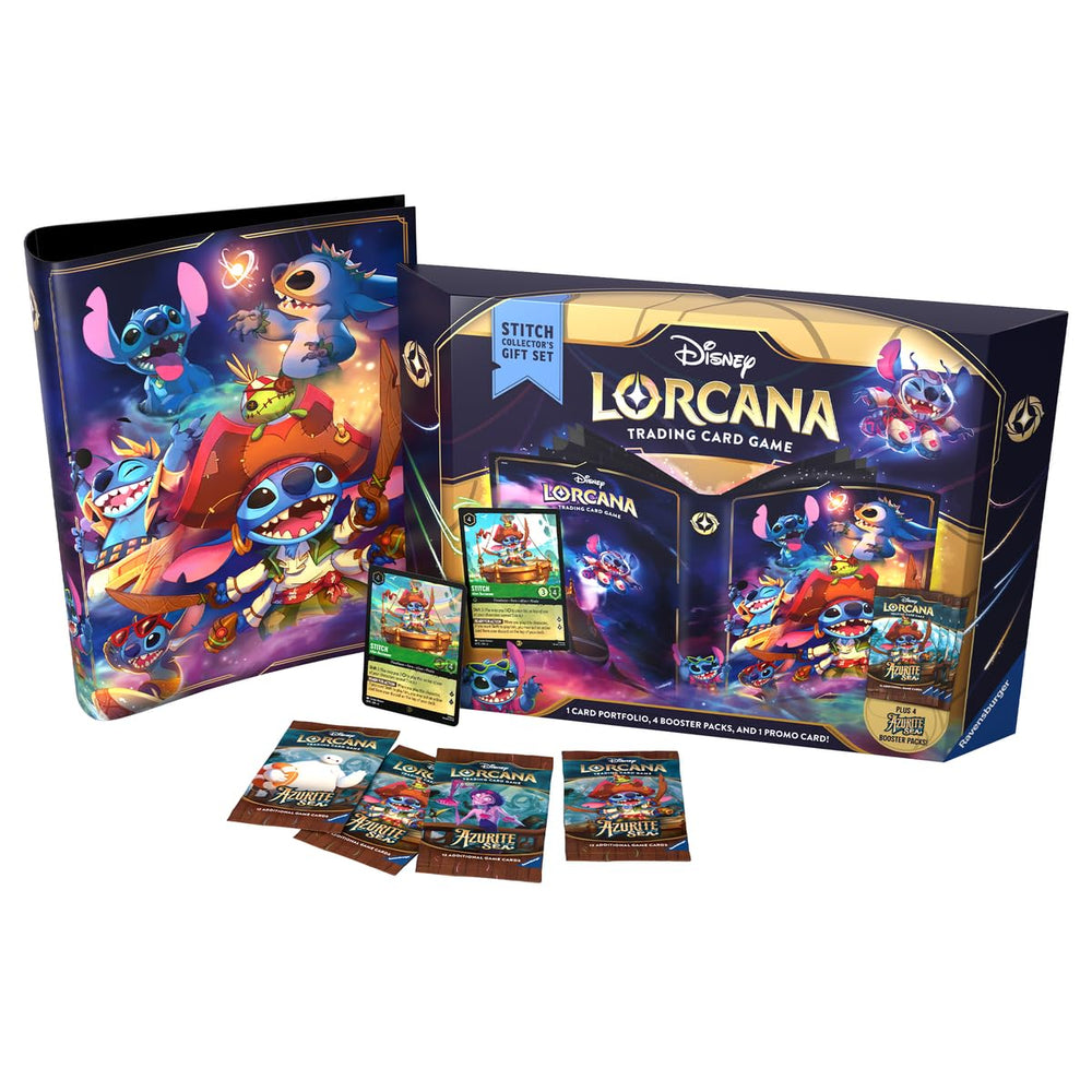 Ravensburger Disney Lorcana Azurite Sea Stitch art collection showcases iconic characters for display and inspiration.