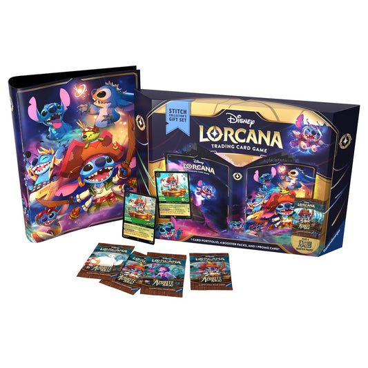 Ravensburger Disney Lorcana Azurite Sea Stitch art collection showcases iconic characters for display and inspiration.