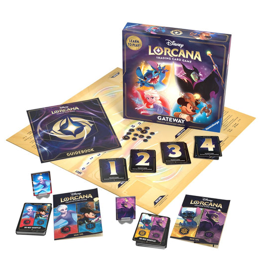 Ravensburger Disney Lorcana Gateway box front ready for easy family setup.