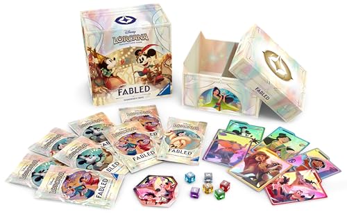 Ravensburger Disney Lorcana Illumineer's Trove inside scene reveals rare items for deck-building inspiration.