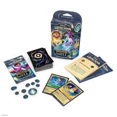 Ravensburger Disney Lorcana Whispers in the Well deck cover with amber and emerald accents for immersive play.