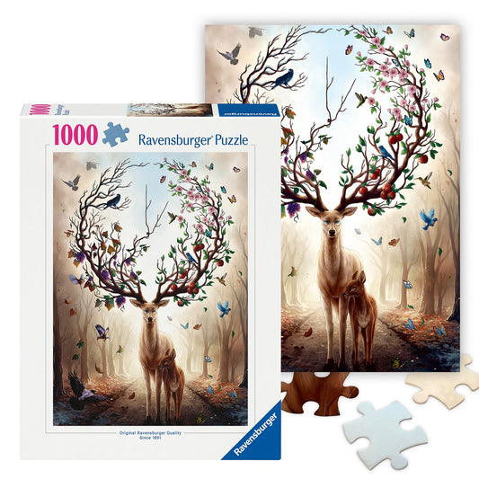 Ravensburger fantasy deer forest puzzle detail showcases vibrant colors