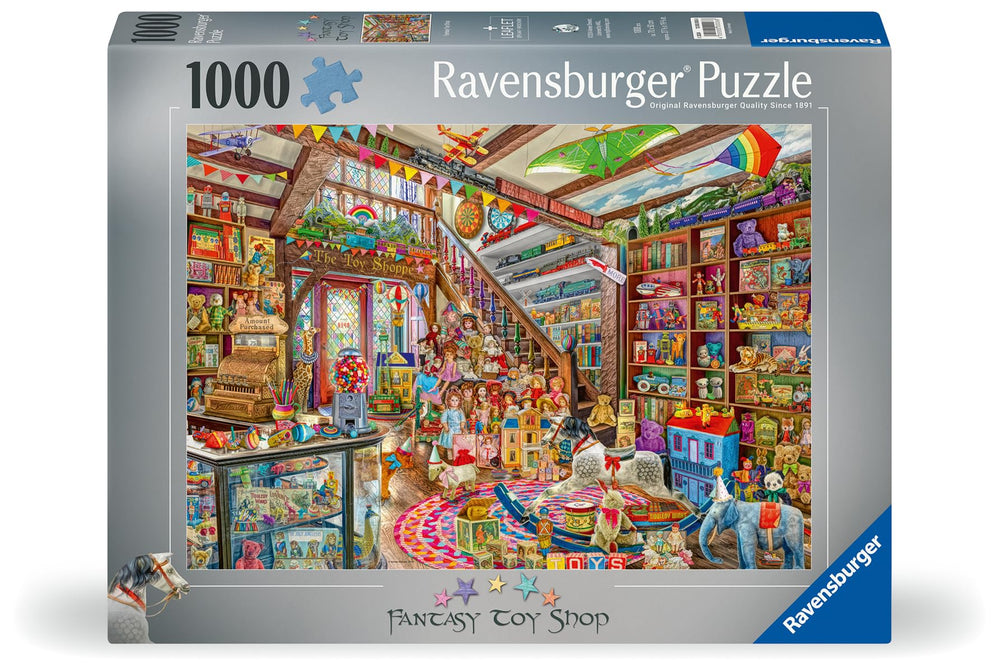 Ravensburger fantasy toy shop window displays highlight festive details for cozy evenings
