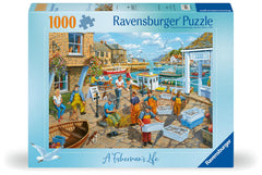 Ravensburger Fisherman's Life nets and buoys scene, soothing coastal puzzle for mindful focus