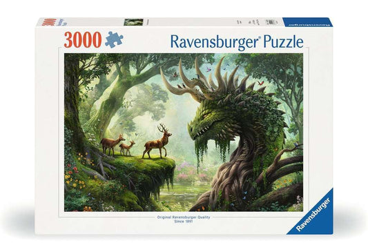 Ravensburger Forest Dragon Awakes: dragon emerges amid misty forest light, ideal fantasy puzzle.