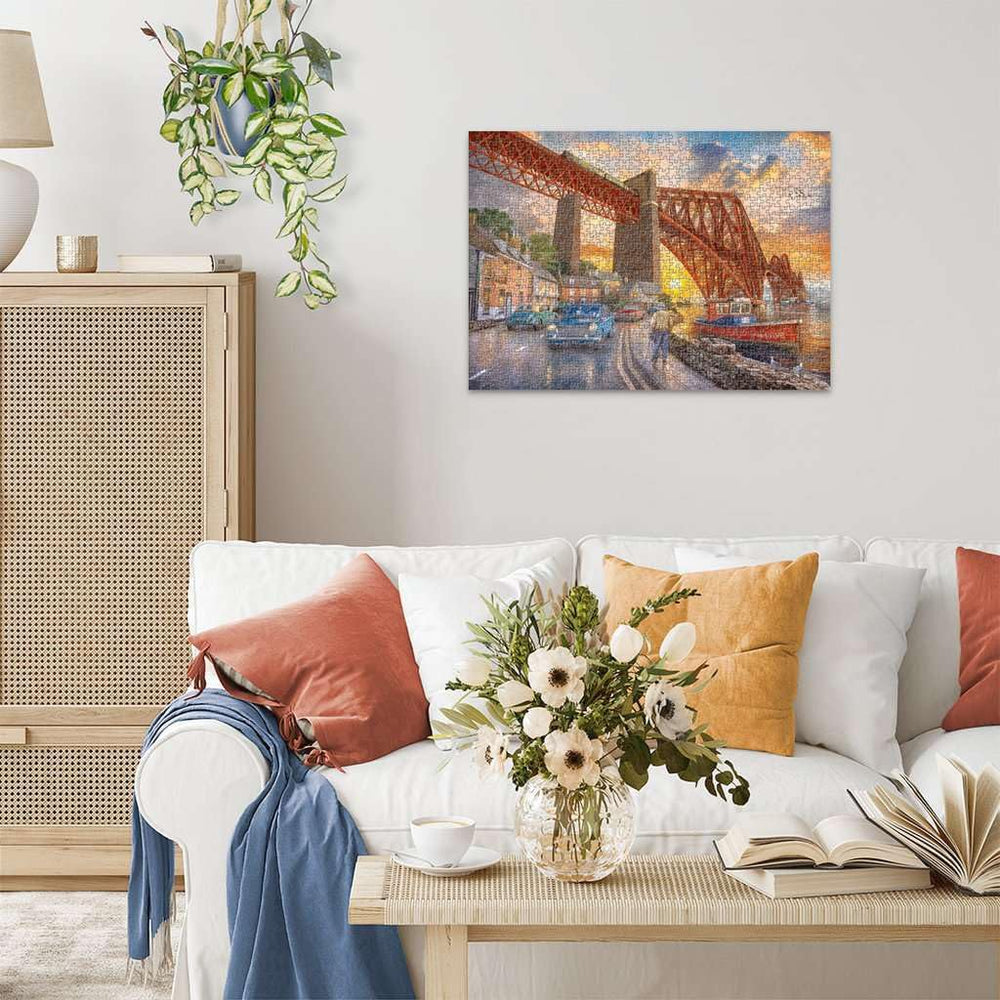 Ravensburger Golden Hour Glow with Forth Bridge 1000-piece puzzle inspires immersive, mindful puzzle time.
