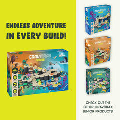 Ravensburger GraviTrax Junior gravity play supports collaborative marble racing and teamwork.