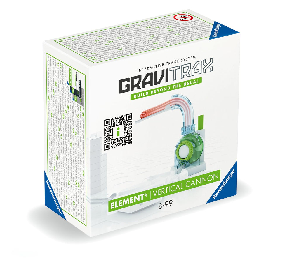 Ravensburger GraviTrax Vertical Cannon with three silver balls ready to launch