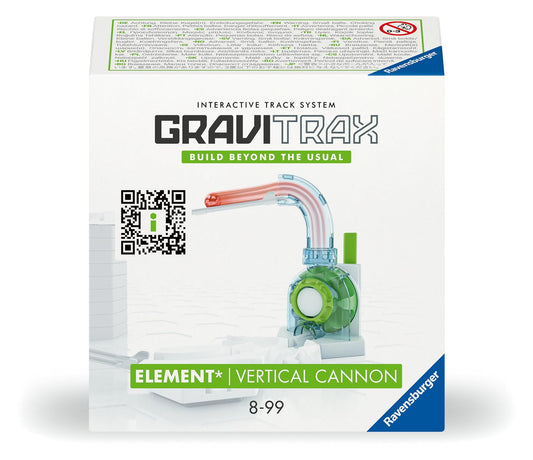 Ravensburger GraviTrax Vertical Cannon Extension box front showing vertical launch action