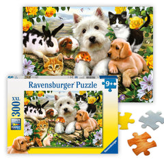 Ravensburger Happy Animal Buddies puzzle cover inviting family, screen-free fun for kids aged 9+