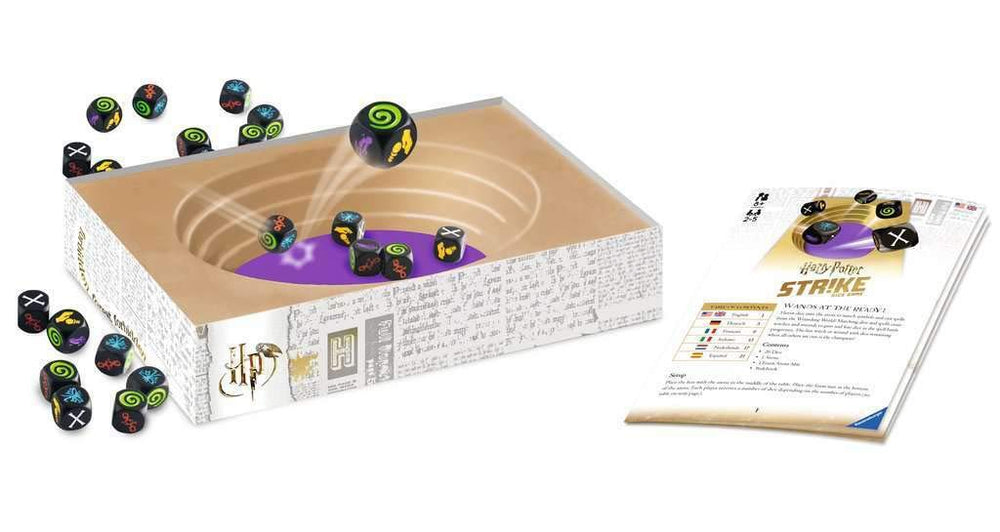 Ravensburger Harry Potter Strike game-night setup promotes family fun with friends.