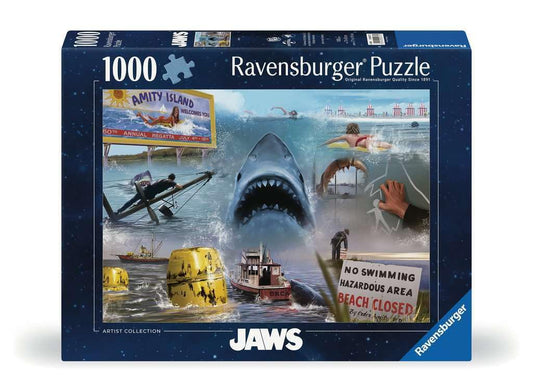 Ravensburger Jaws 1000-piece puzzle box art for immersive puzzling