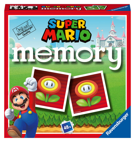 Ravensburger Memory Super Mario 48 cards spread for play, boosting recall and concentration.