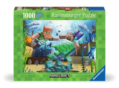 Ravensburger Minecraft Mosaic underwater scene featuring Alex and Steve for immersive puzzling