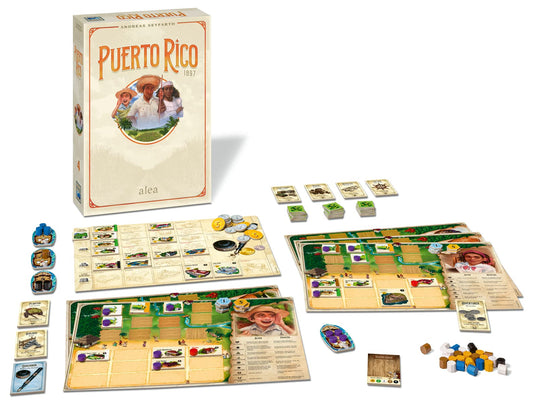 Ravensburger Puerto Rico 1897 box art showcases the new storyline for immersive play.