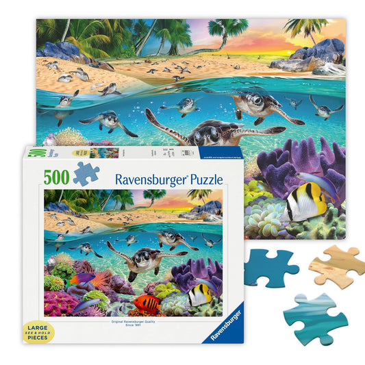 Ravensburger Race of the Baby Sea Turtles cover puzzle inspires calm family bonding