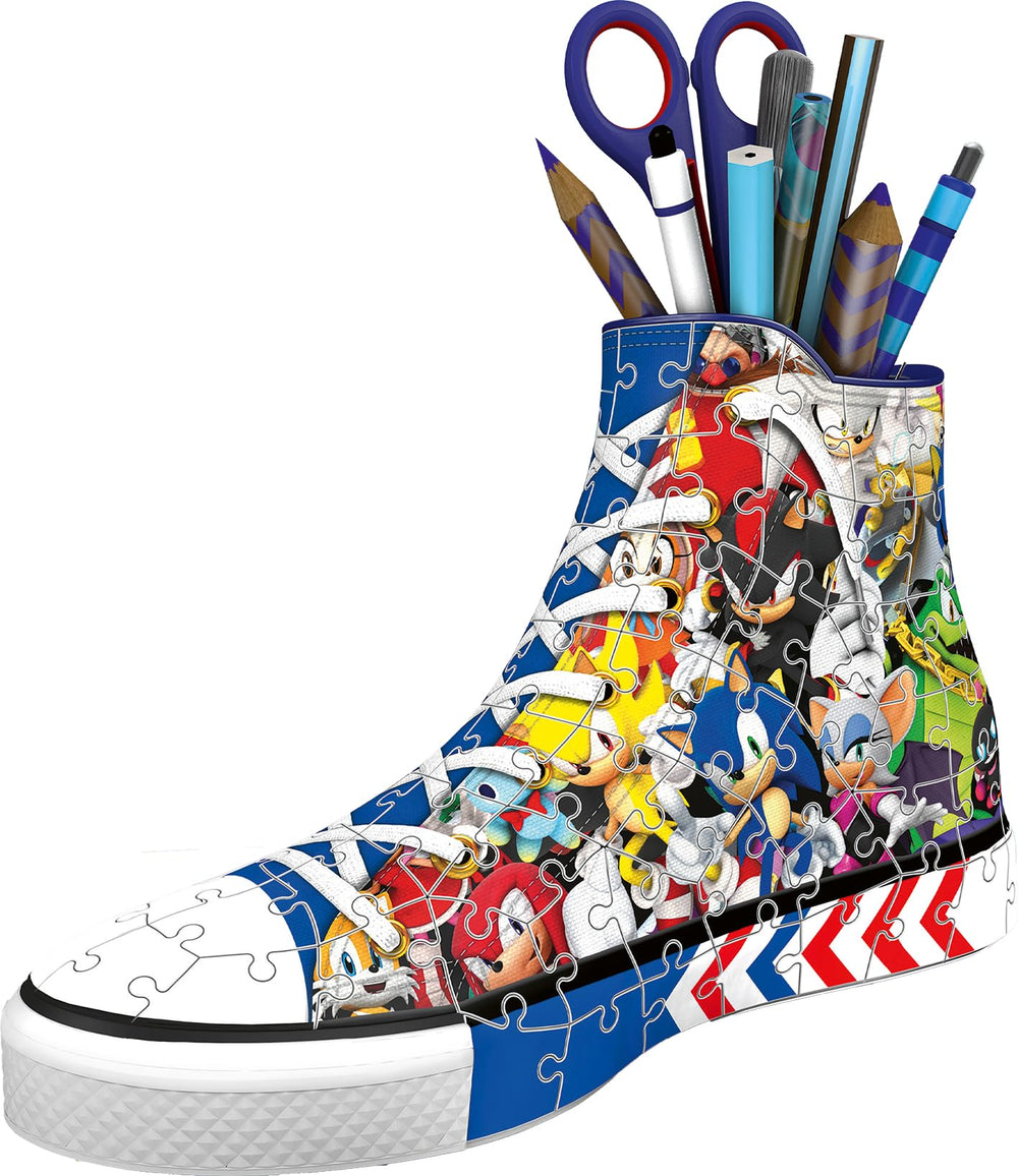 Ravensburger Sonic Sneaker 3D puzzle assembled as a pen holder