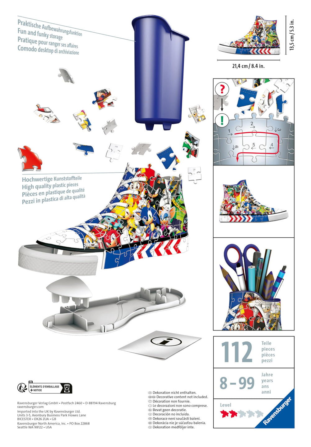 Ravensburger Sonic Sneaker 3D puzzle premium plastic parts