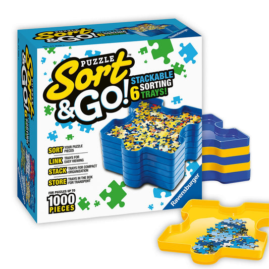 Ravensburger Sort and Go trays interlocking for quick puzzle sorting.