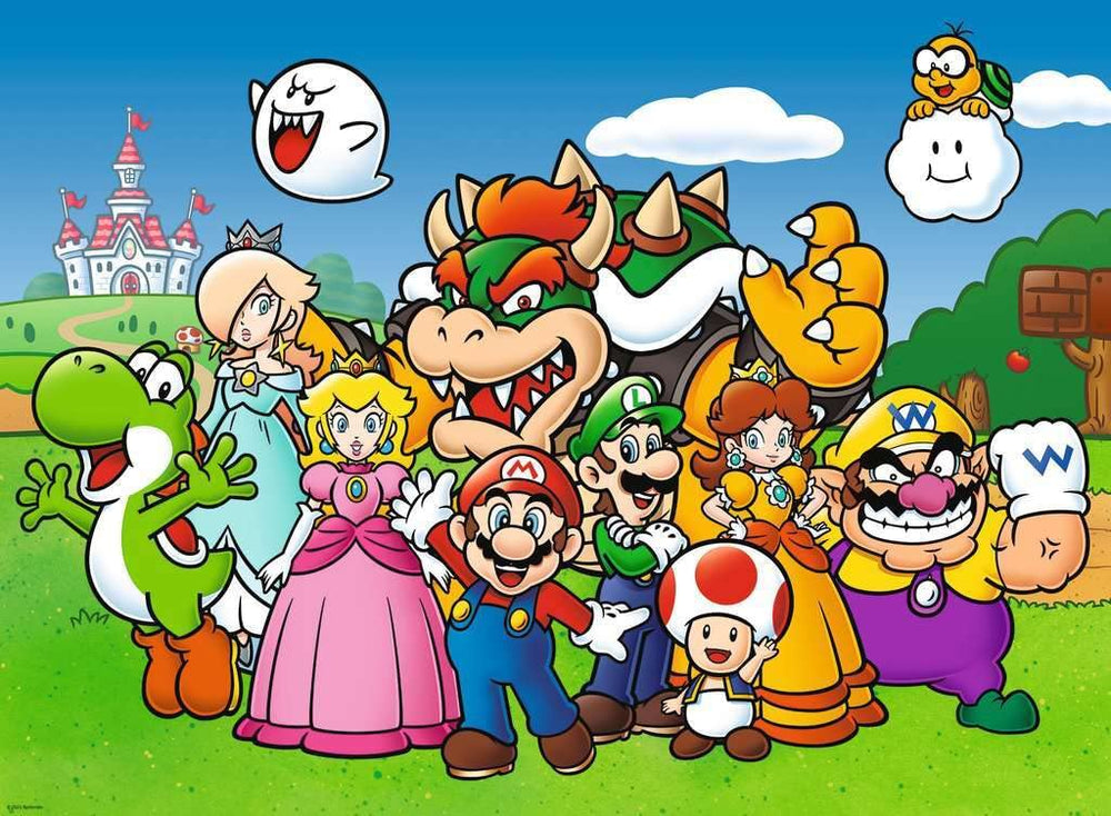 Ravensburger Super Mario 100-piece XXL puzzle featuring Yoshi and Princess Peach to boost imagination.