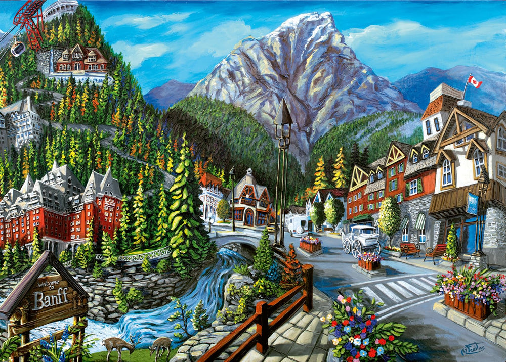 Ravensburger Welcome Banff mountain scene puzzle for relaxing evenings at home