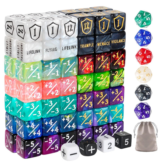 Ravonixis shield-dice with legend keys for quick ability tracking in MTG.