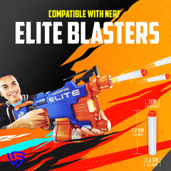 Ray Squad precision-tip darts improve visibility and aim during rapid Nerf battles.
