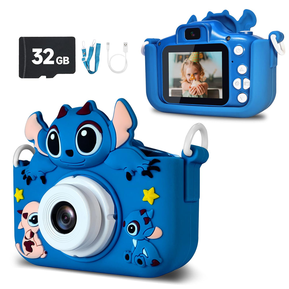Raybitu kids camera with cartoon protective case for safe, playful photography on the go.