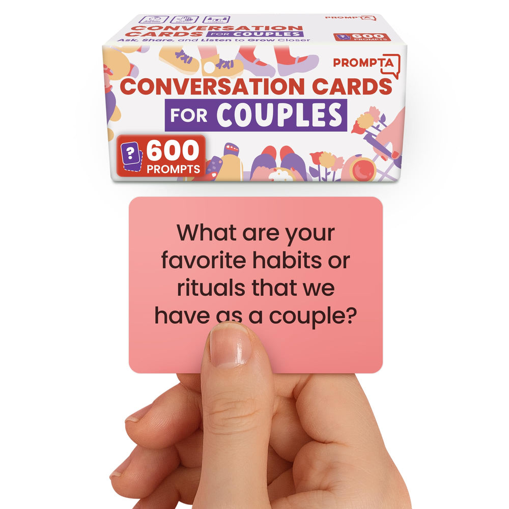 Rayliad Prompta 600 cards spread on table for date-night conversation