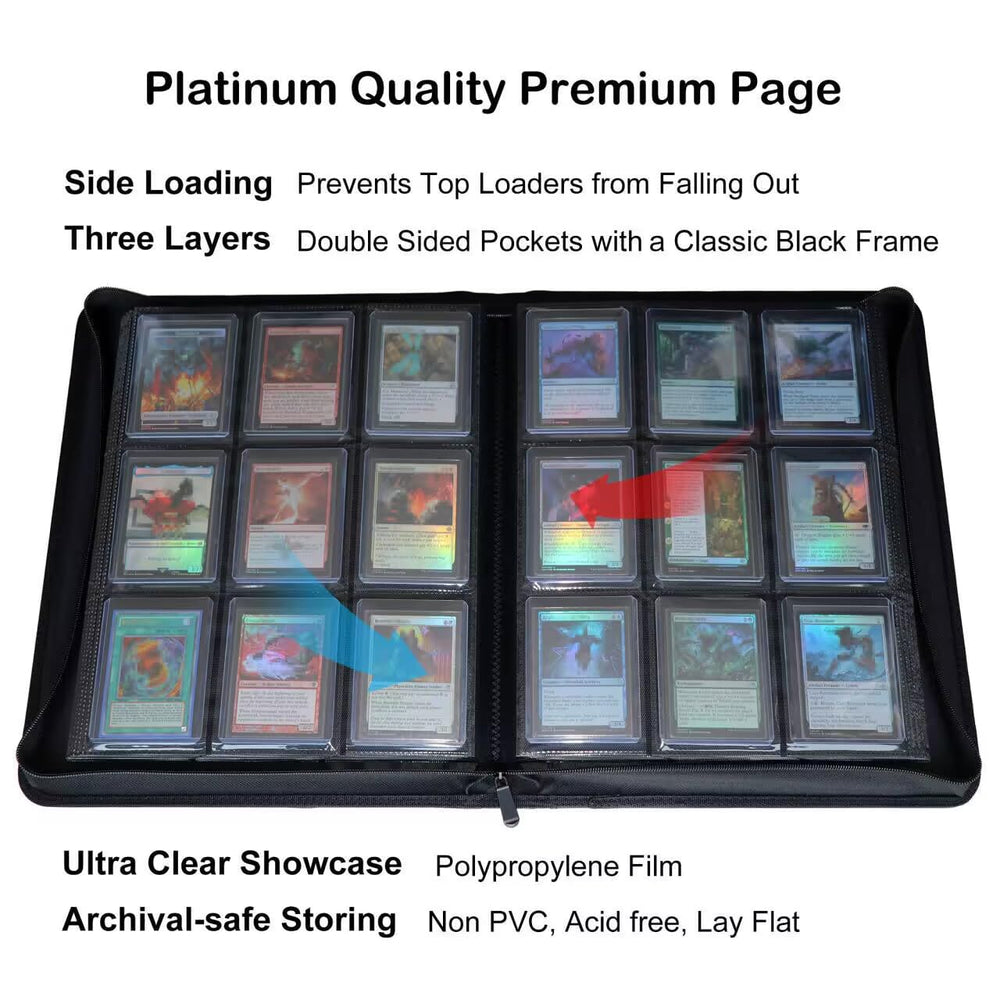 Rayvol binder pages open showing 16 double-sided pockets and separation.