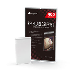 Rayvol top loader sleeves in a 400-pack, ready for bulk collection protection.