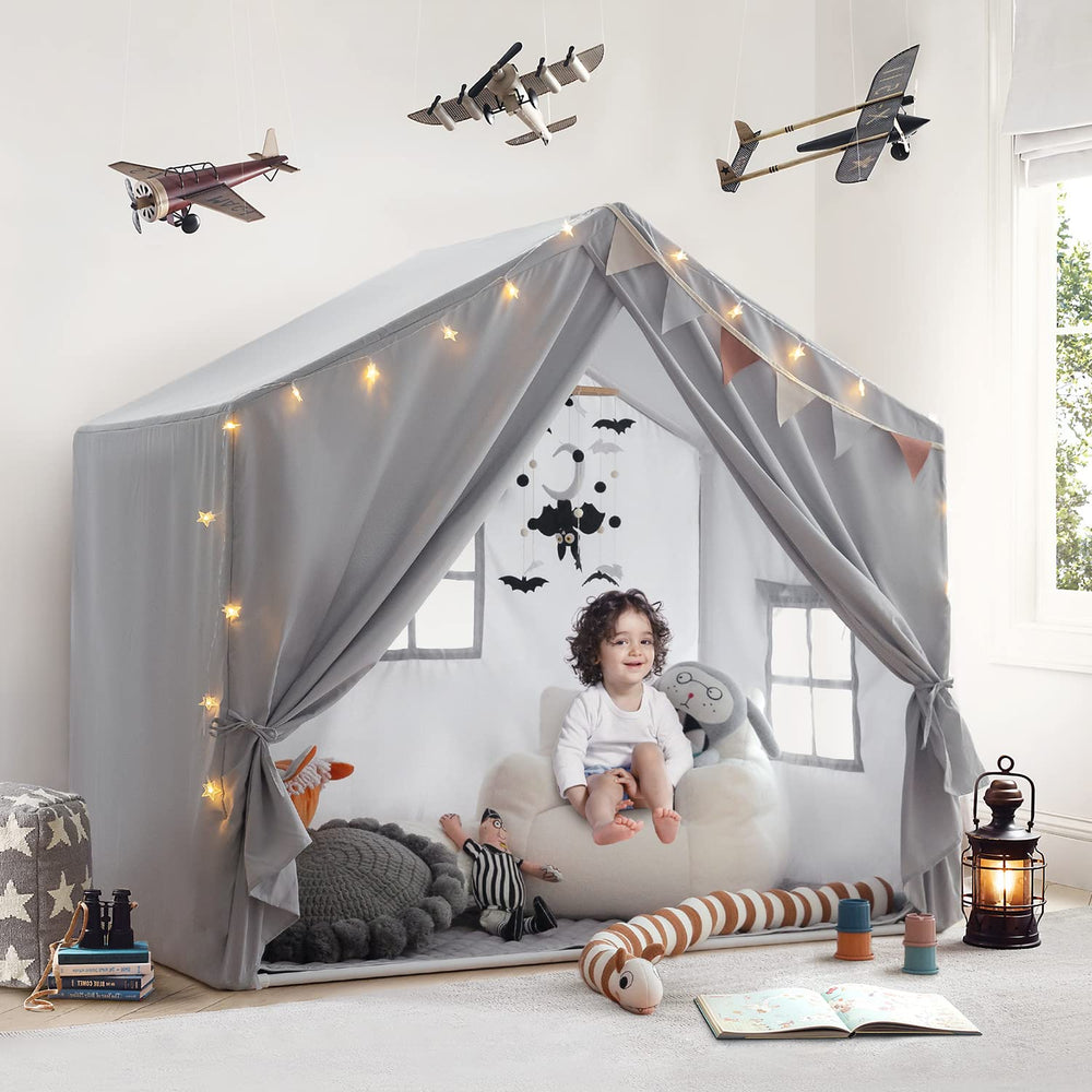 Razee Padded Mat inside the tent adds comfort during pretend play.