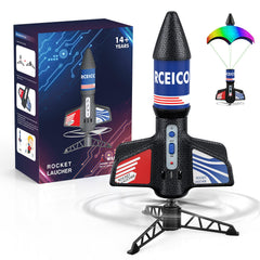 Rceico rocket launcher front view, ready for outdoor family play.
