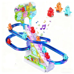 RCOOS dinosaur climbing toy set showing the ladder and LED lights for engaging playtime.