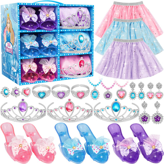 Rcovasc princess dress set with blue storage box keeps toys organized and portable