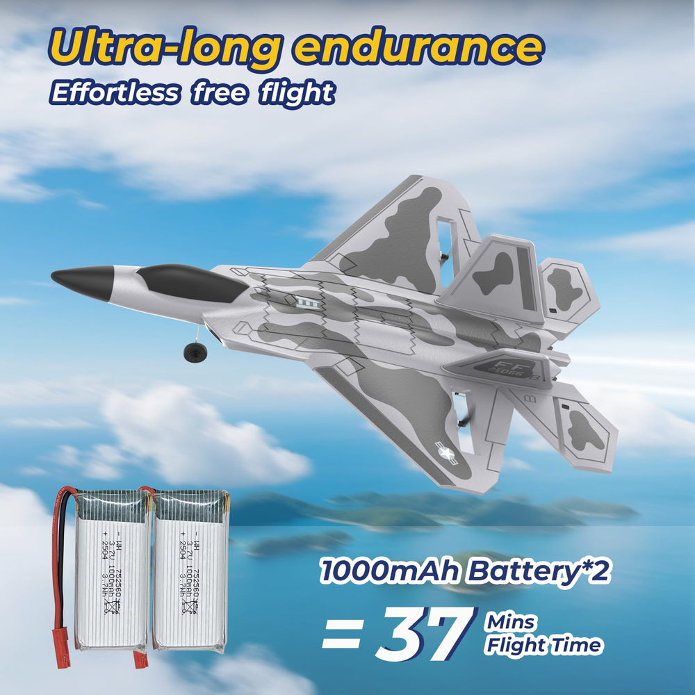 rcxsuv F22 foam fuselage and silicone nose cone absorb impacts.