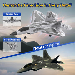 rcxsuv F22 remote control airplane showcasing gyro stabilizer for steady flights.