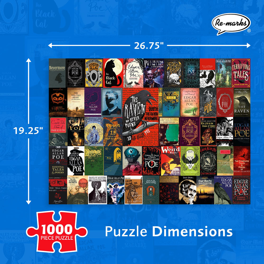 Re-Marks Edgar Allan Poe puzzle box stores pieces securely during family puzzles.