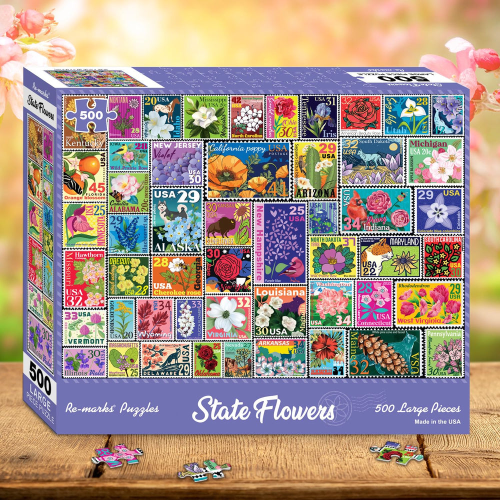 Re-Marks Large-piece puzzle pieces show precision die-cut design and smooth interlock.