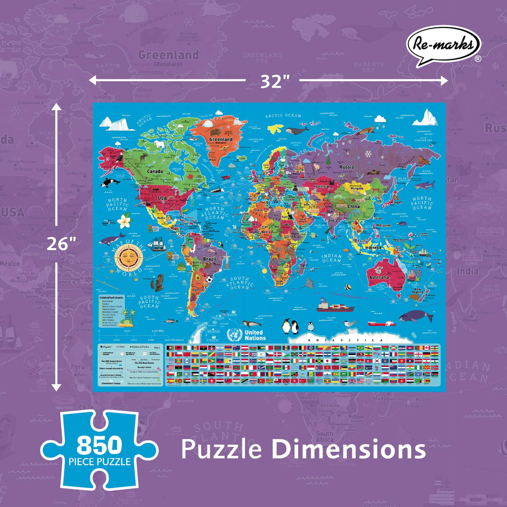 Re-Marks Map World Deluxe country shaped pieces highlight geography themed learning