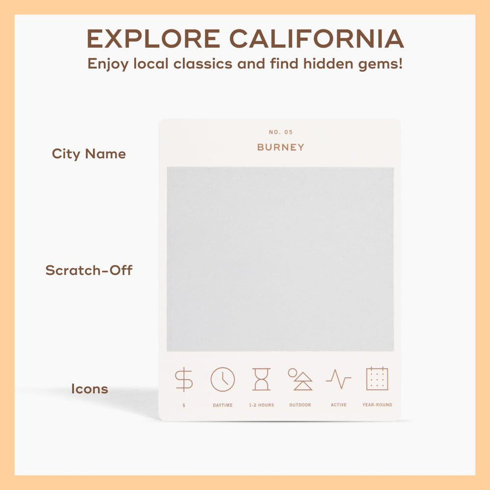 Reach International Outfitters 50-scratch-off cards pack highlights diverse California trips.