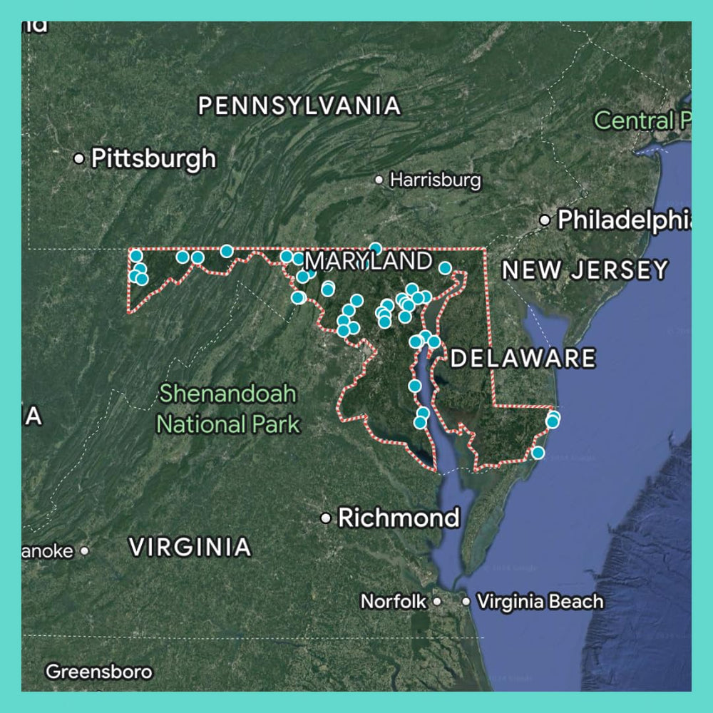 Reach International Outfitters card detail highlights Maryland destinations for quick day trips