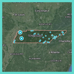 Reach International Outfitters Tennessee attractions map highlighting must-see road trip stops