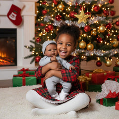 Realistic Black Boy 20-inch skin-texture captures newborn softness and subtle creases.